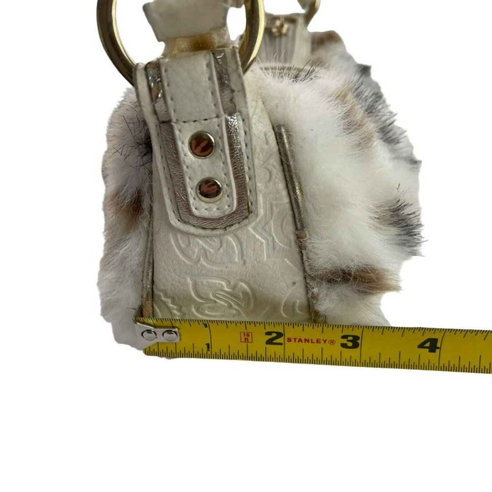 SOLD! Y2K RED by Marc Ecko White Faux Fur Mini Purse Cow Print Gold Metal - Picture 5 of 16